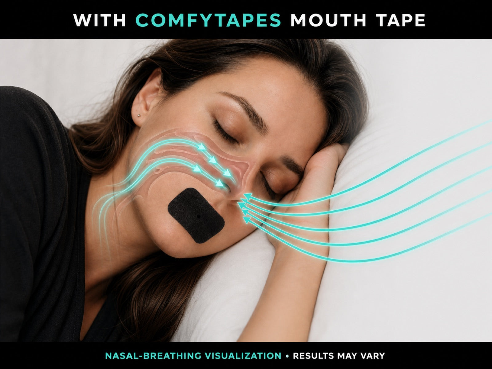 With ComfyTapes mouth tape — calm nasal breathing