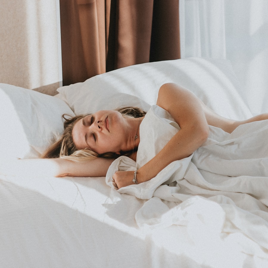 Person sleeping peacefully in a comfortable bed